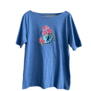 Croft & Barrow embellished floral boat neck tee size XL